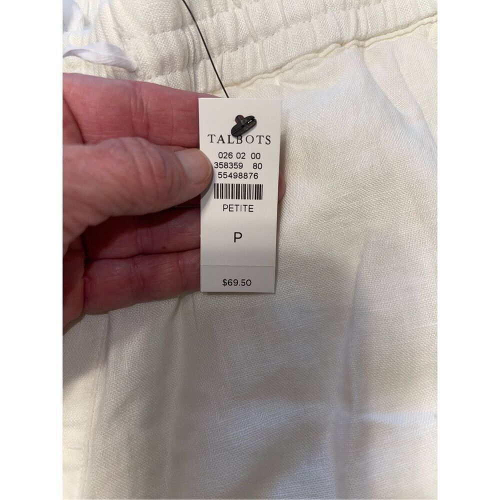 TALBOTS Womens White Linen Black Embroidered Shorts Size P Petites NEW - Picture 2 of 6